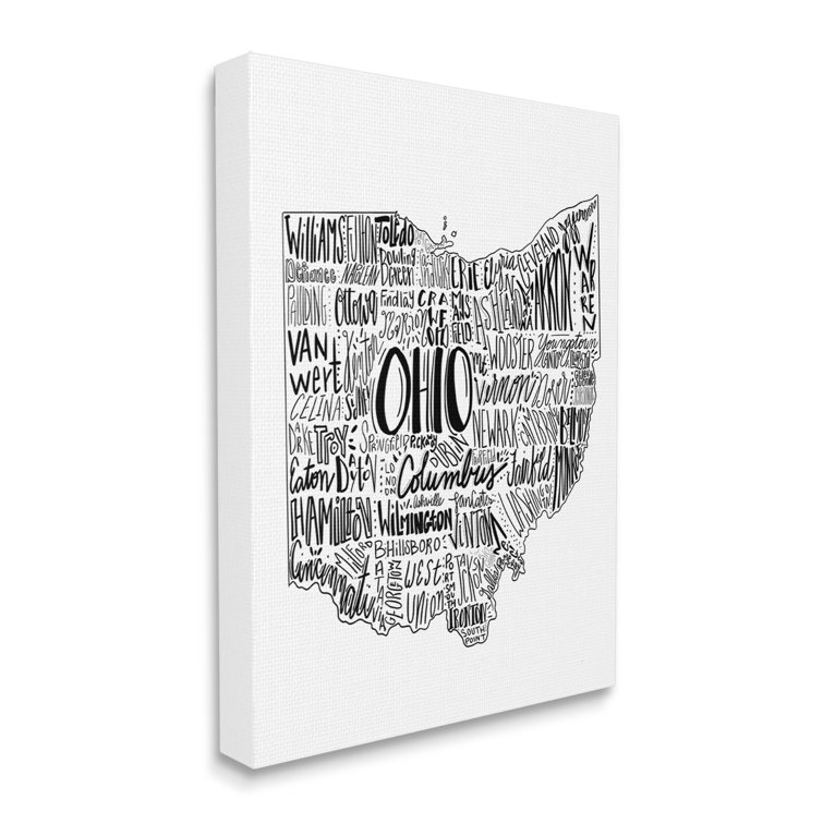 Typography Cities Ohio State Wrapped Canvas Graphic Art